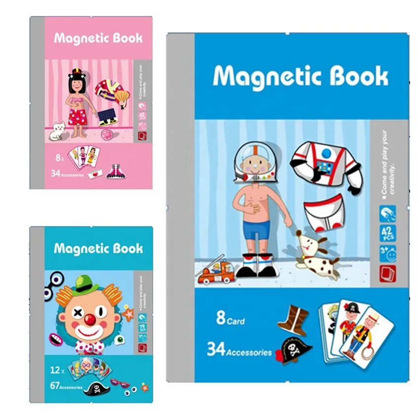 Kids Magnetic Books Puzzle Gift Educational Toys Montessori Magnetic Puzzles Toy