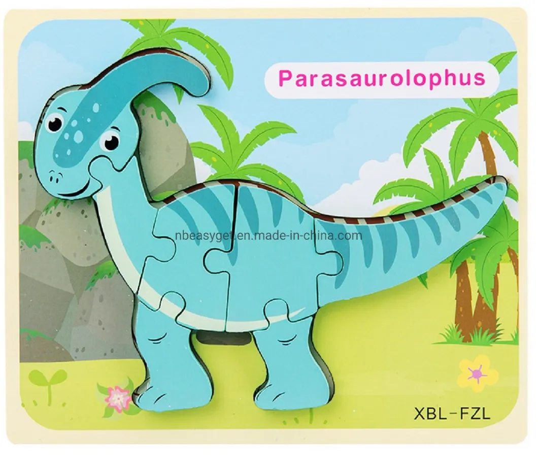 Kids Wooden Dinosaur Puzzle Baby Toddler Puzzle Toy Learning Educational Dinosaur Toy Gift for Kids Esg17553