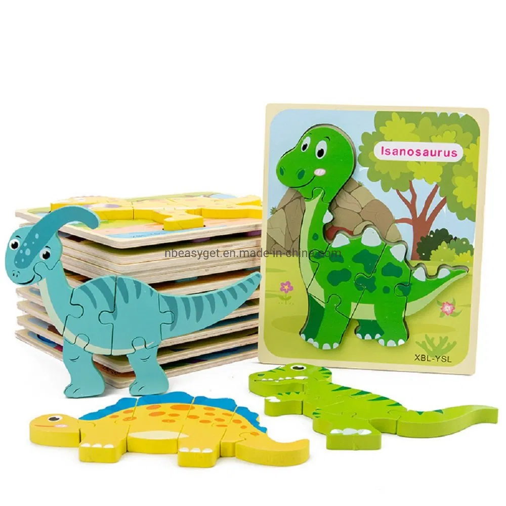 Kids Wooden Dinosaur Puzzle Baby Toddler Puzzle Toy Learning Educational Dinosaur Toy Gift for Kids Esg17553