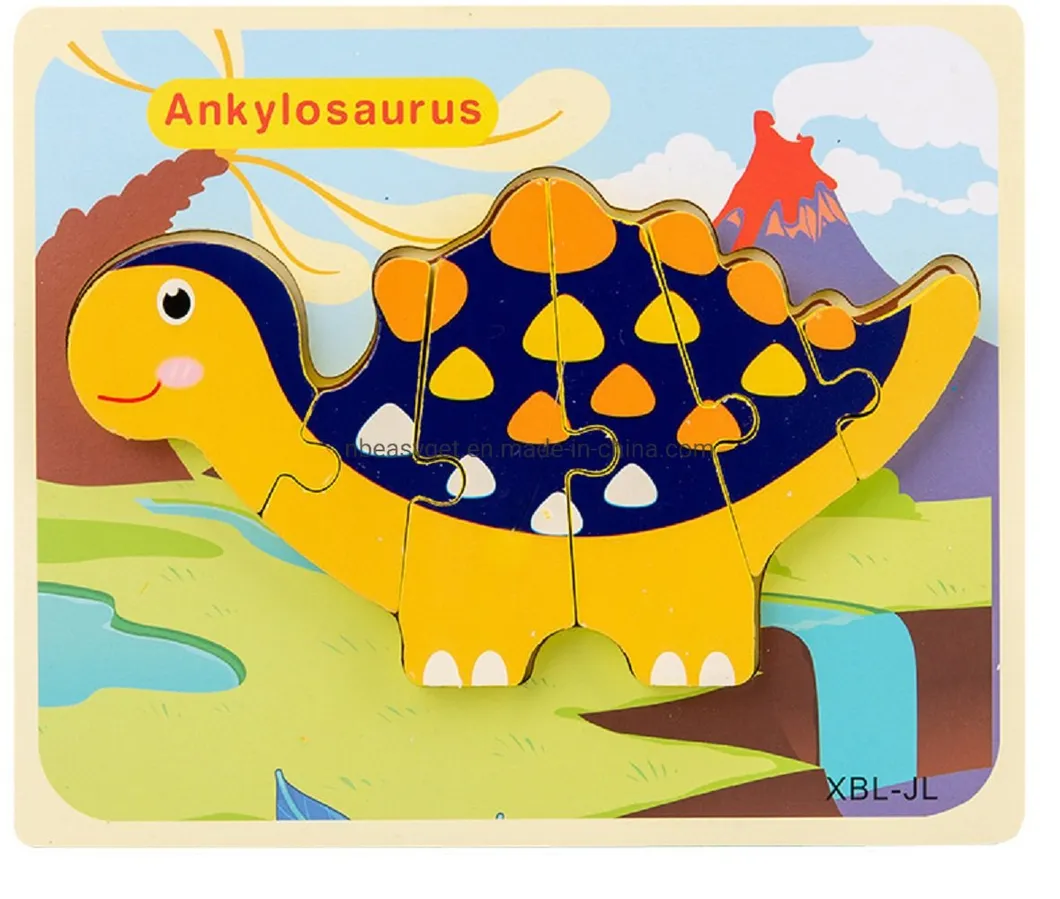 Kids Wooden Dinosaur Puzzle Baby Toddler Puzzle Toy Learning Educational Dinosaur Toy Gift for Kids Esg17553
