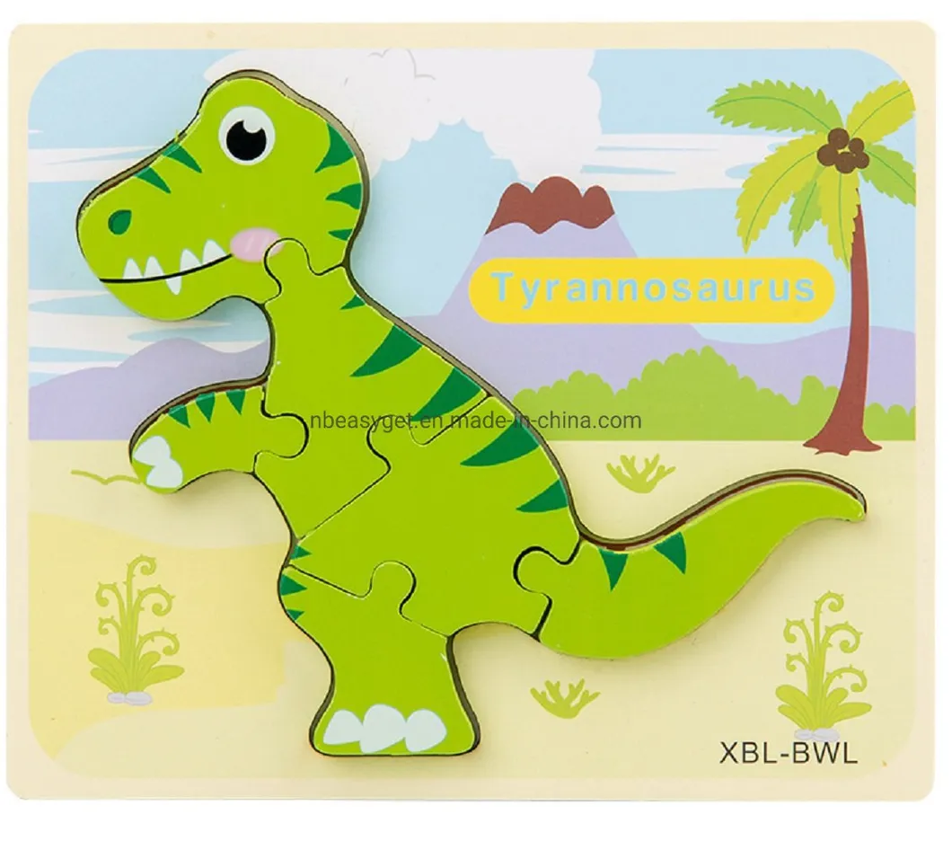 Kids Wooden Dinosaur Puzzle Baby Toddler Puzzle Toy Learning Educational Dinosaur Toy Gift for Kids Esg17553