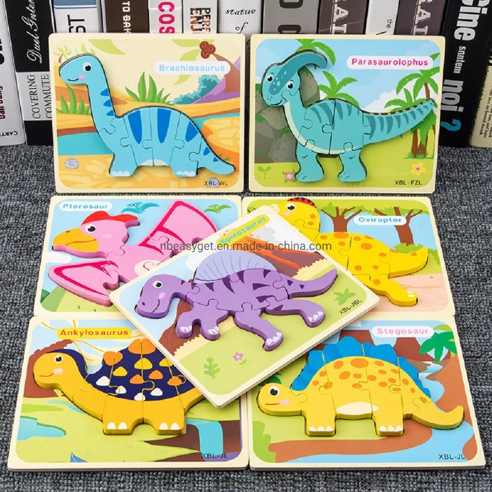 Kids Wooden Dinosaur Puzzle Baby Toddler Puzzle Toy Learning Educational Dinosaur Toy Gift for Kids Esg17553