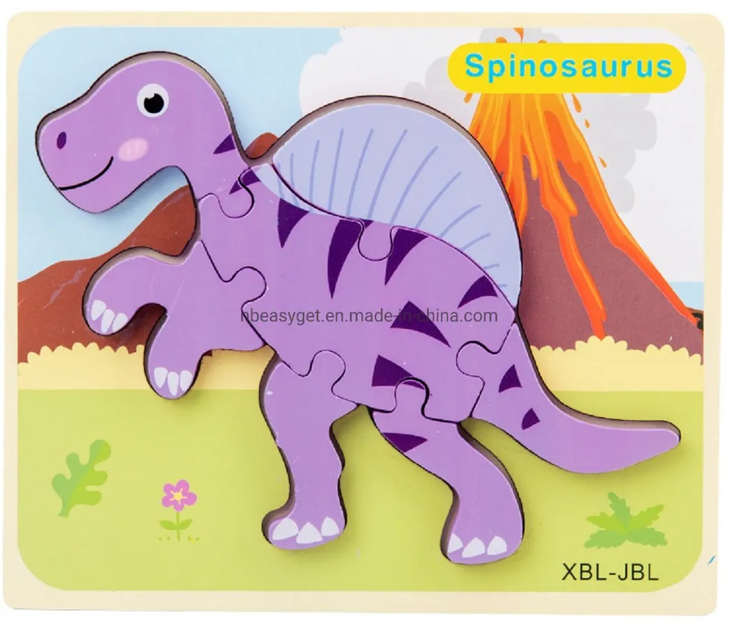 Kids Wooden Dinosaur Puzzle Baby Toddler Puzzle Toy Learning Educational Dinosaur Toy Gift for Kids Esg17553