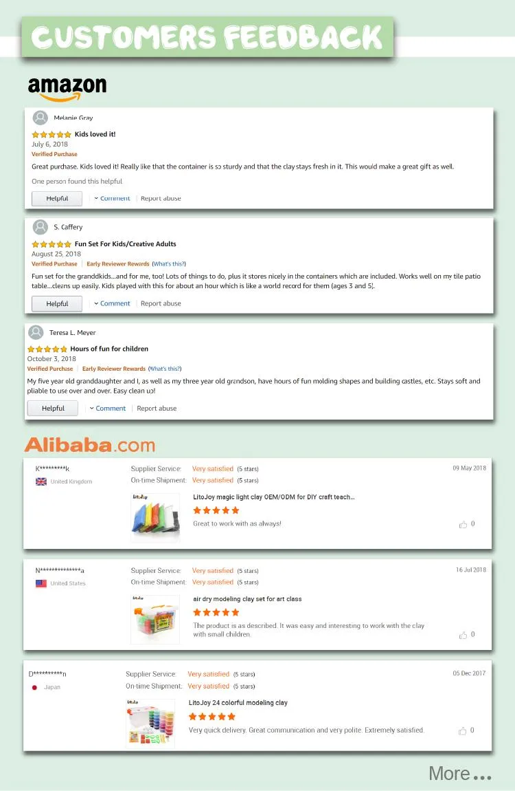 Litojoy Air Dry Light Modeling Play Soft Clay Dough for Unisex Children to Play DIY and Sculpt