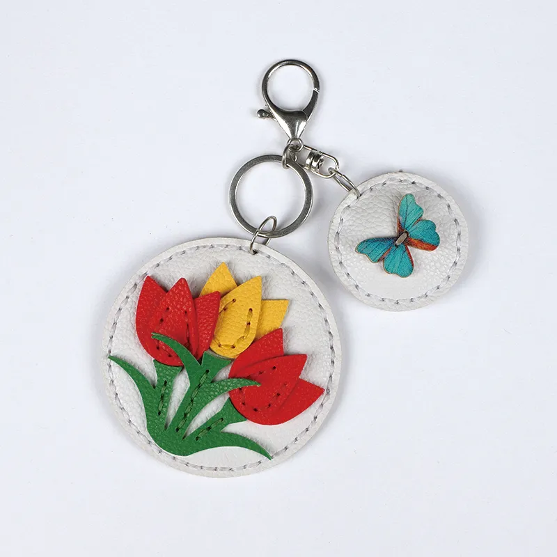 Manufacturer DIY Educational Sewingn Kit Mirror Key Chain Toy Flower Keychain Toys for Kid Girls Boys Gift