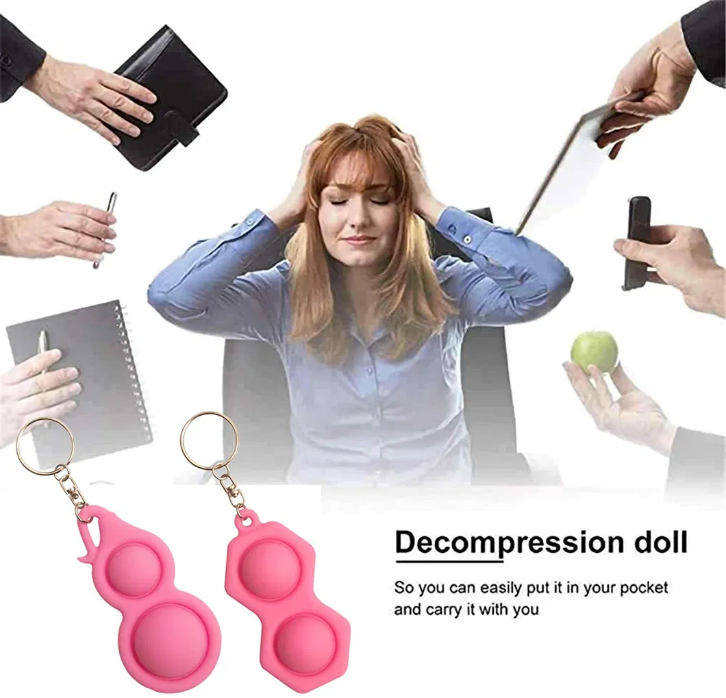 Mini Push Pop Bubble Fidget Sensory Toys Mini Keychain Toy Simple Dimple Fidget Help Restore Emotions Gift for Adult Kids