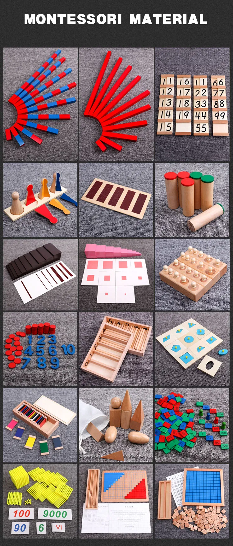 Montessori Learning Materials Wooden Small Moveable Alphabet Language Objects with Box
