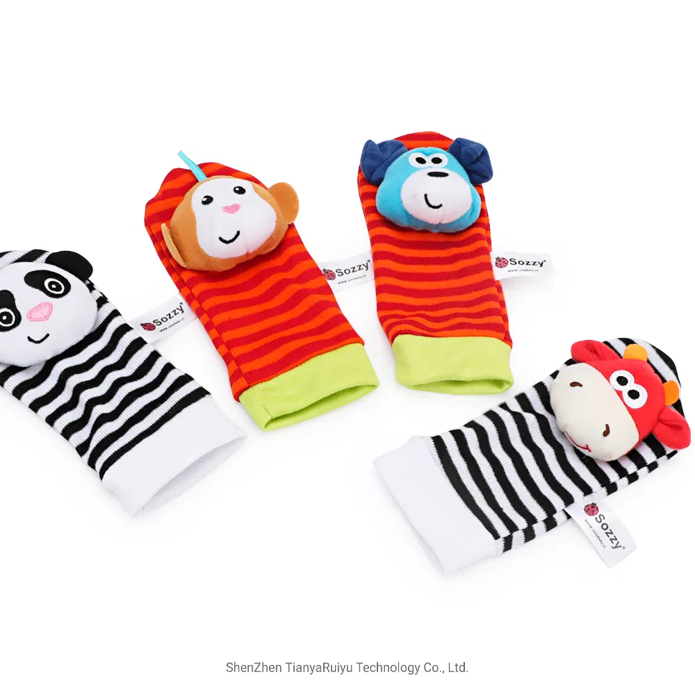 Newborn Plush Sock Baby Toy Socks Animal Cute Cartoon Baby Rattles