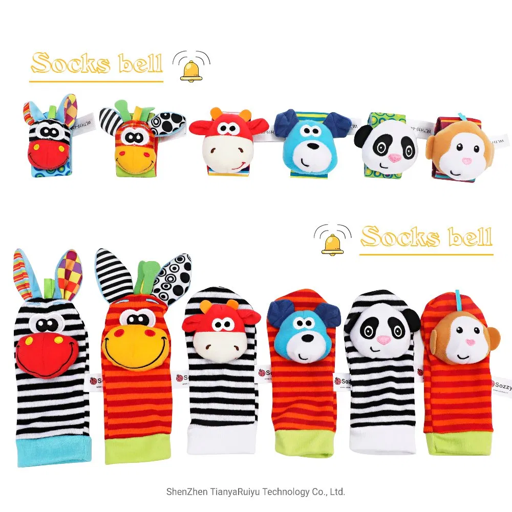 Newborn Plush Sock Baby Toy Socks Animal Cute Cartoon Baby Rattles