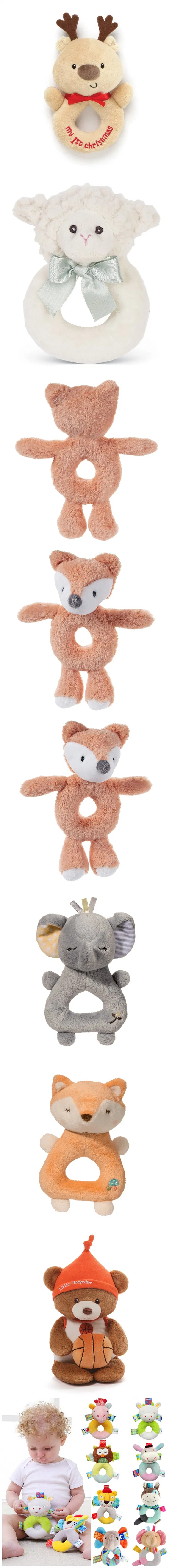 Organic Cotton Soft Stuffed Animal Plush Rattle Baby Custom Toy