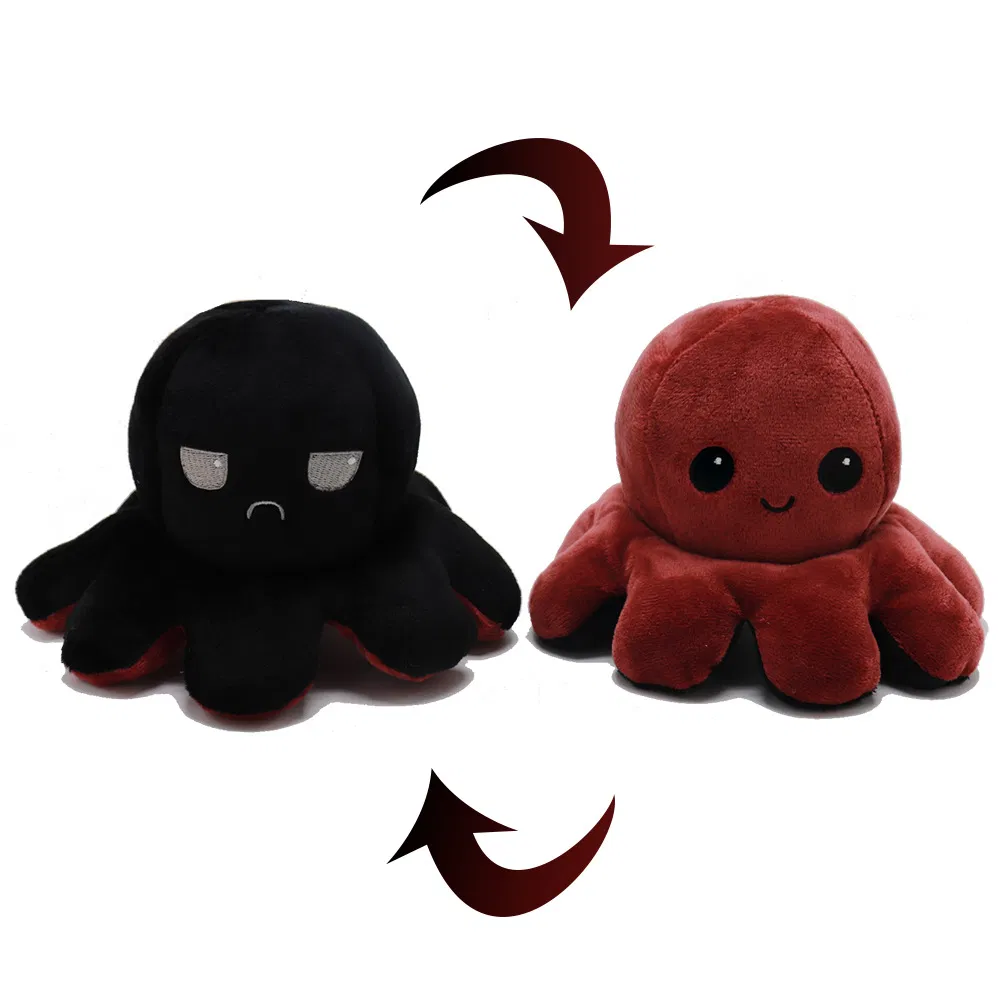 Plush Double-Sided Stuffed Reversible Flip Octopus Plush Reversable Animals Toy Fidget Toy
