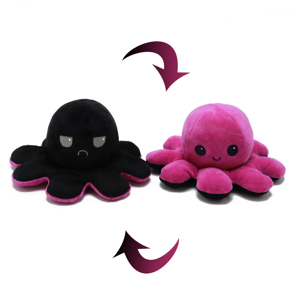Plush Double-Sided Stuffed Reversible Flip Octopus Plush Reversable Animals Toy Fidget Toy