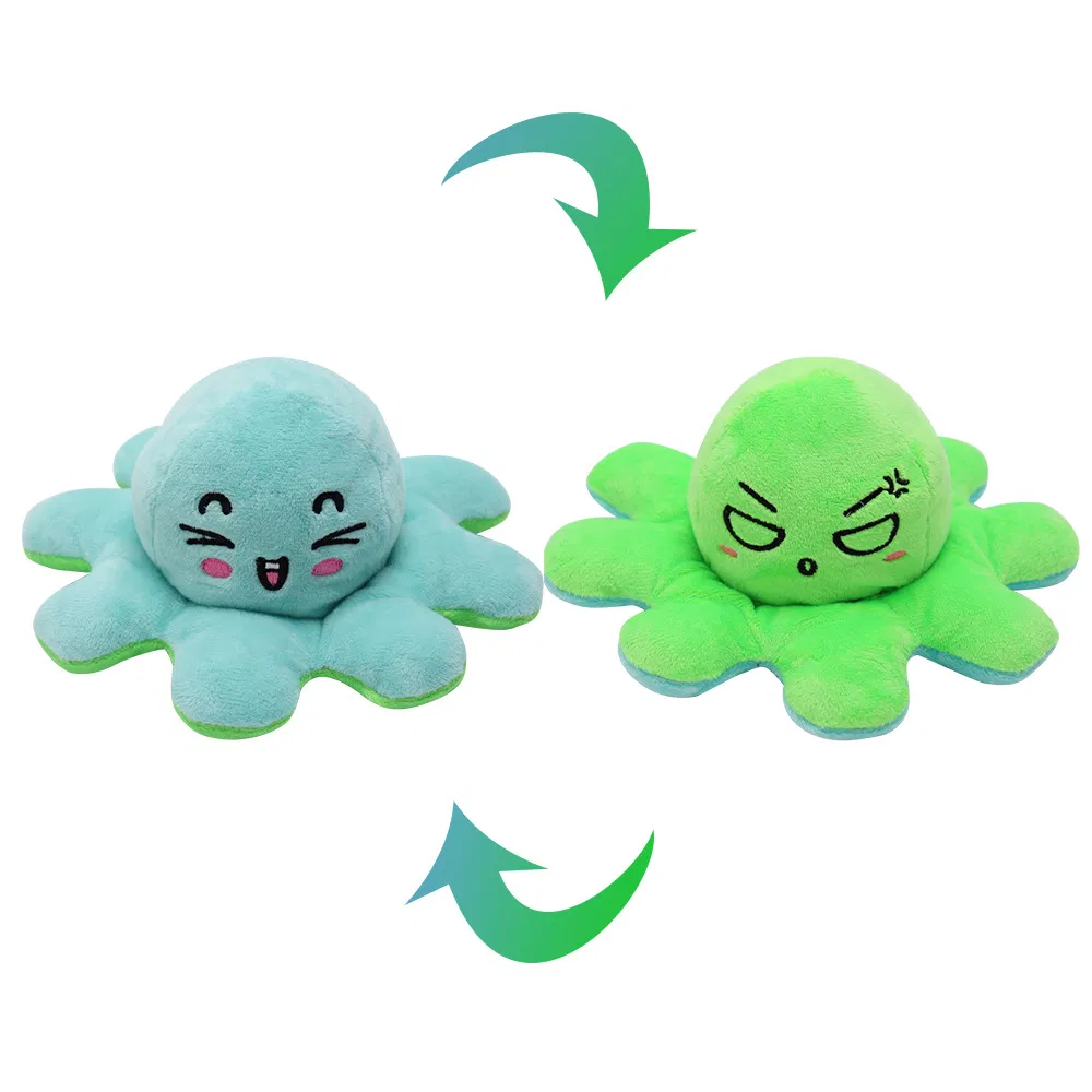 Plush Double-Sided Stuffed Reversible Flip Octopus Plush Reversable Animals Toy Fidget Toy