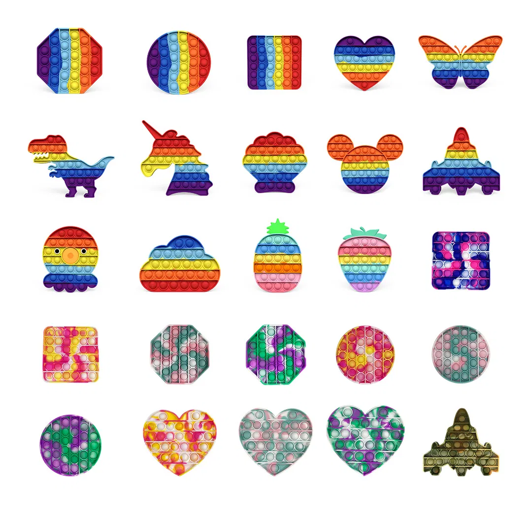 Posife Rainbow Bubble Push Sensory Fidget Toy, Pop Its Educational School Game Crafts Gift