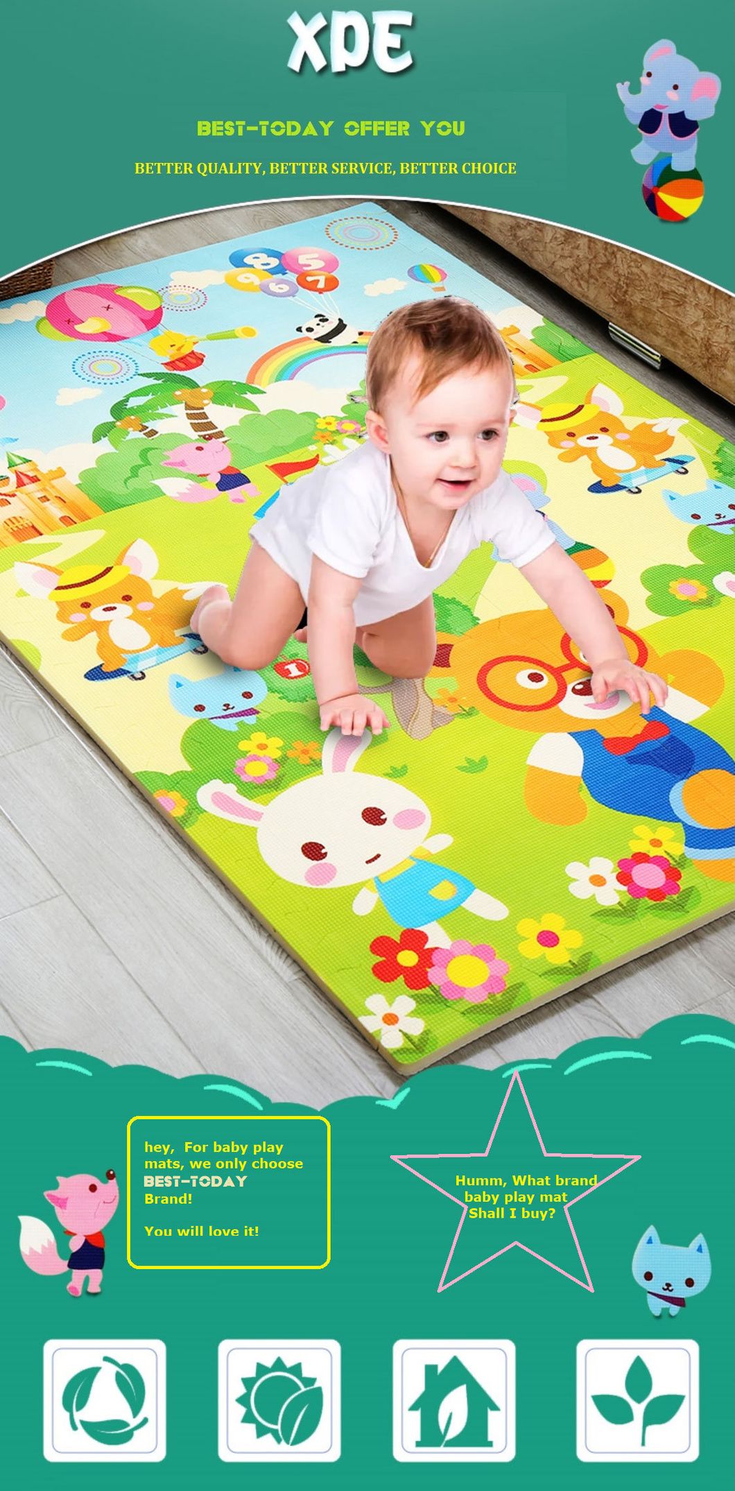 Puzzle Toy 2cm Baby Play Mat XPE Foam Waterproof Children′s Carpet Crawling Pad Living Room Activity Floor Mat XPE Puzzle Mats