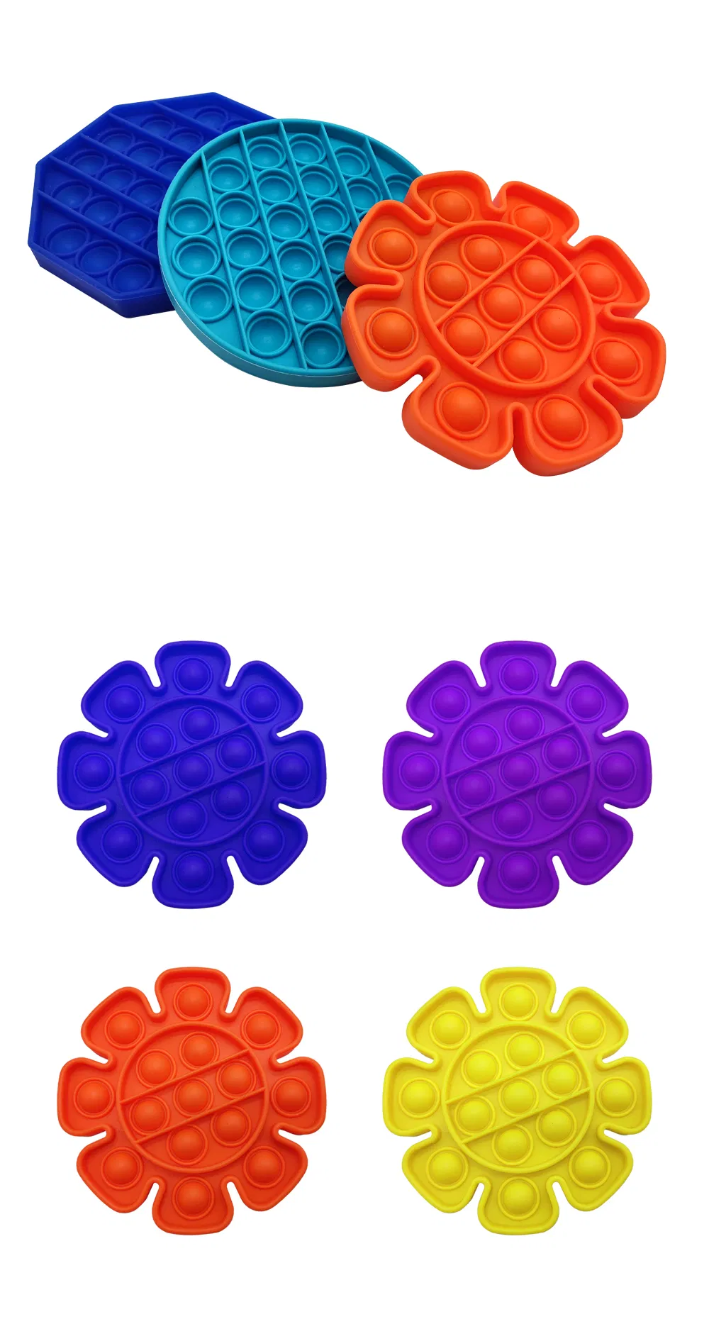 Rainbow Silicone Game Push Bubble Pop Fidget Sensory Toys Anxiety & Stress Reliever Autism Special Needs Learning Materials Gift for Kids Adults