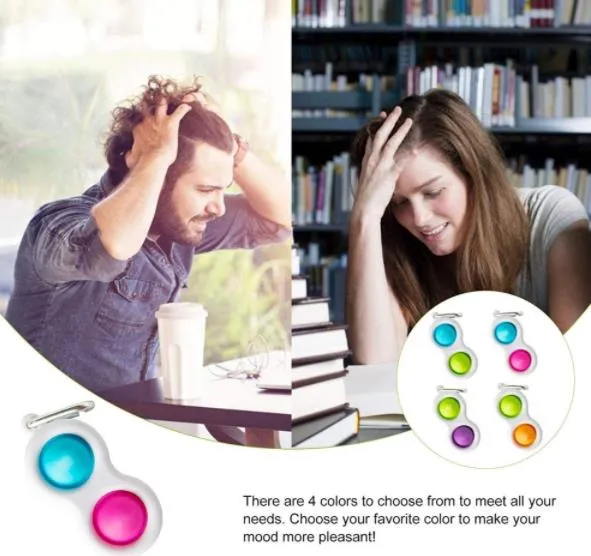 Safe Enough Silicone Stress Relief Hand Toys Keychain Push Sensory Handheld Mini Fidget Toy Kids Fingers Fidget Simple Dimple Toys