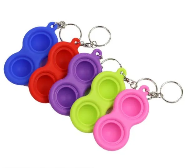 Safe Enough Silicone Stress Relief Hand Toys Keychain Push Sensory Handheld Mini Fidget Toy Kids Fingers Fidget Simple Dimple Toys