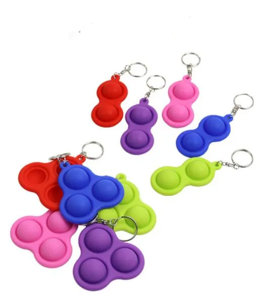 Safe Enough Silicone Stress Relief Hand Toys Keychain Push Sensory Handheld Mini Fidget Toy Kids Fingers Fidget Simple Dimple Toys