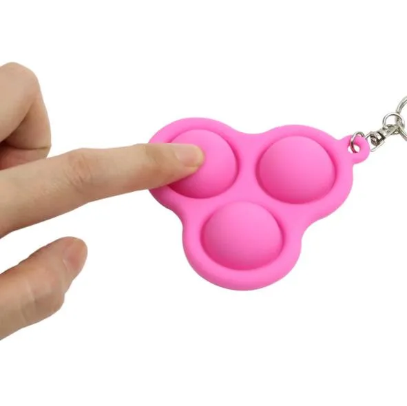 Safe Enough Silicone Stress Relief Hand Toys Keychain Push Sensory Handheld Mini Fidget Toy Kids Fingers Fidget Simple Dimple Toys