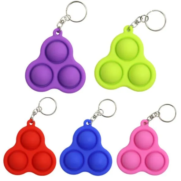 Safe Enough Silicone Stress Relief Hand Toys Keychain Push Sensory Handheld Mini Fidget Toy Kids Fingers Fidget Simple Dimple Toys