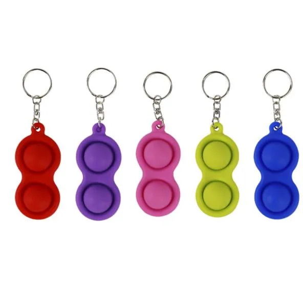 Safe Enough Silicone Stress Relief Hand Toys Keychain Push Sensory Handheld Mini Fidget Toy Kids Fingers Fidget Simple Dimple Toys