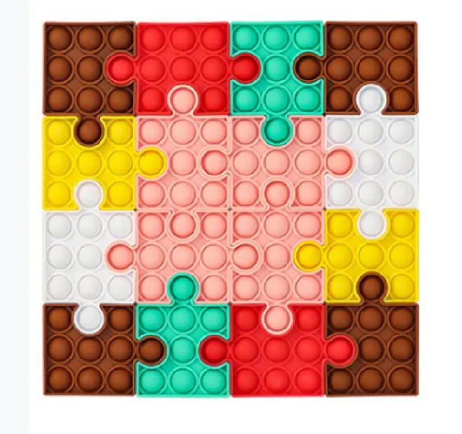 Silicone Puzzle Fidget Sensory Toys Jigsaw DIY Snowflake Square Christmas Tree Children Decompression Toys