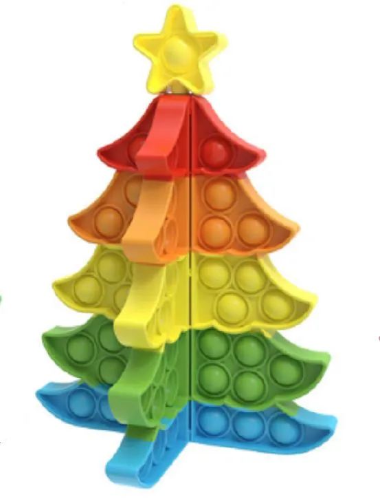 Silicone Puzzle Fidget Sensory Toys Jigsaw DIY Snowflake Square Christmas Tree Children Decompression Toys