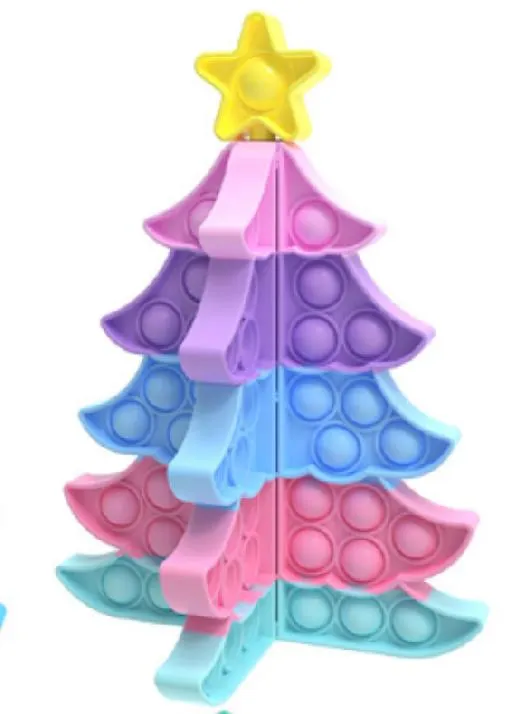 Silicone Puzzle Fidget Sensory Toys Jigsaw DIY Snowflake Square Christmas Tree Children Decompression Toys