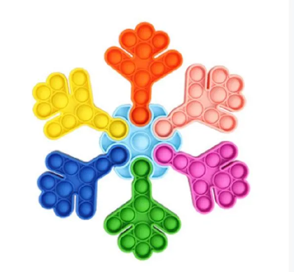 Silicone Puzzle Fidget Sensory Toys Jigsaw DIY Snowflake Square Christmas Tree Children Decompression Toys