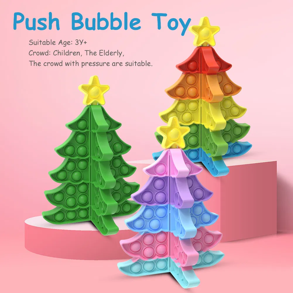 Silicone Puzzle Fidget Sensory Toys Jigsaw DIY Snowflake Square Christmas Tree Children Decompression Toys