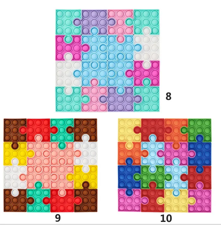 Silicone Puzzle Fidget Sensory Toys Jigsaw DIY Snowflake Square Christmas Tree Children Decompression Toys