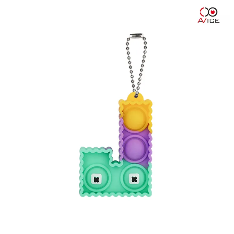 Silicone Sensory Gift Pop Its Fidget Toy Keychain for Children and Adults