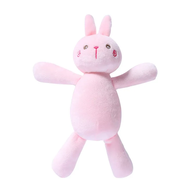 Sleep Comfort Toys for Newborn Babies Cute Pink Rabbit Holding Bell Ringing Doll