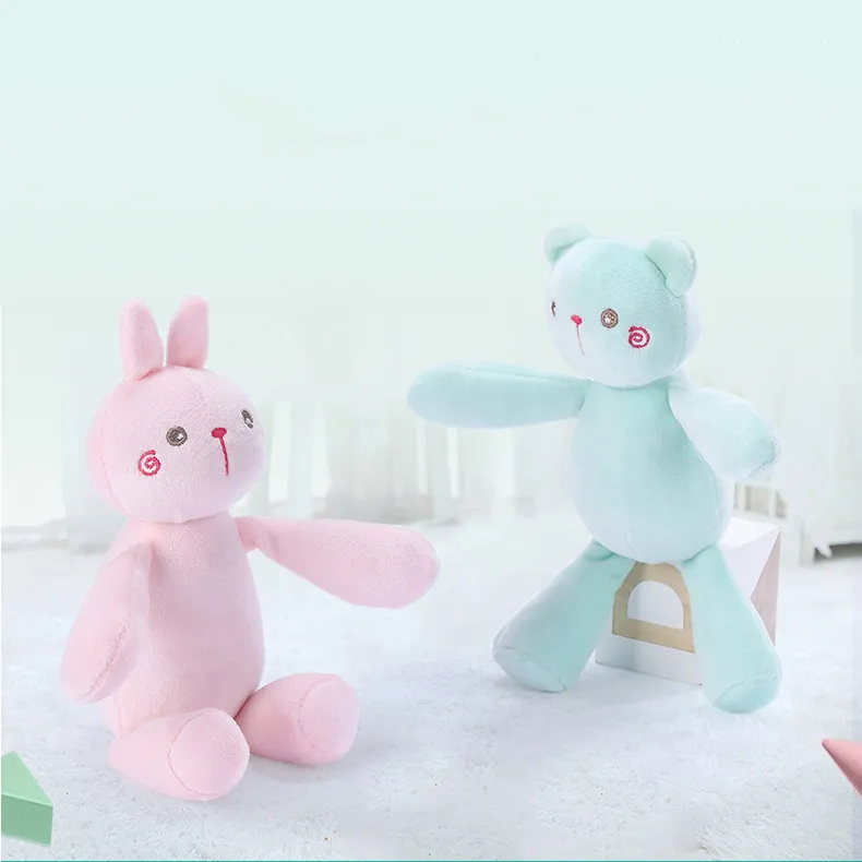 Sleep Comfort Toys for Newborn Babies Cute Pink Rabbit Holding Bell Ringing Doll