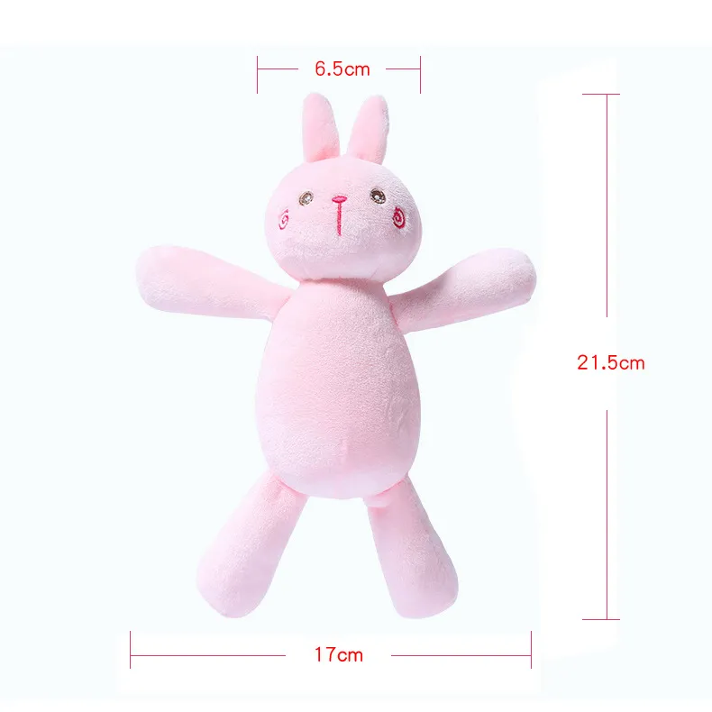 Sleep Comfort Toys for Newborn Babies Cute Pink Rabbit Holding Bell Ringing Doll