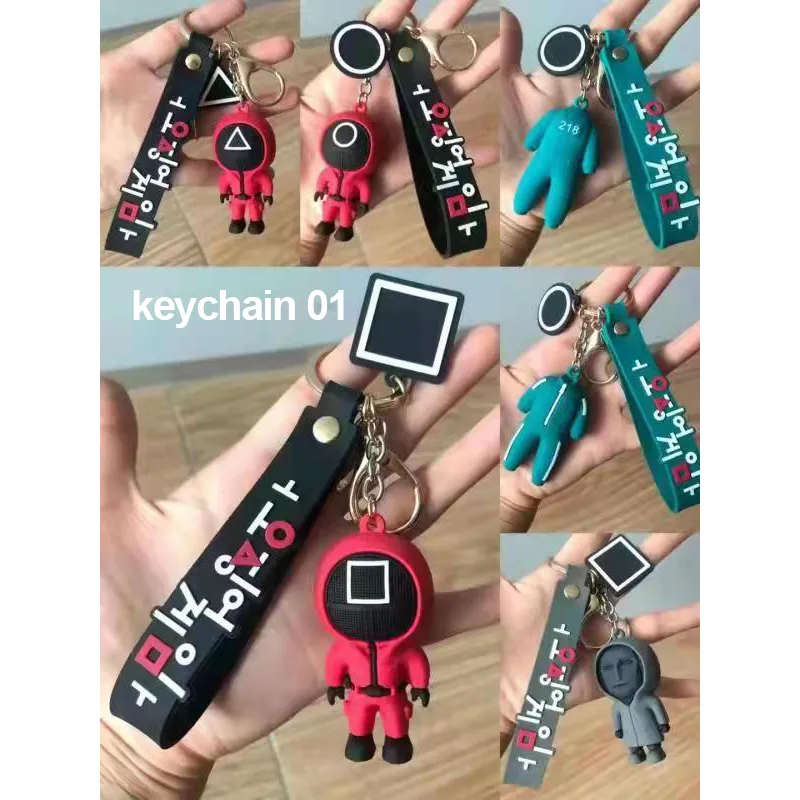 Squid Game Keychain Pop It Bubble Bag Pop It Push Bubble Keychain Fidget Toys Bubble Shoulder Bag for Kids Dancing Cactus