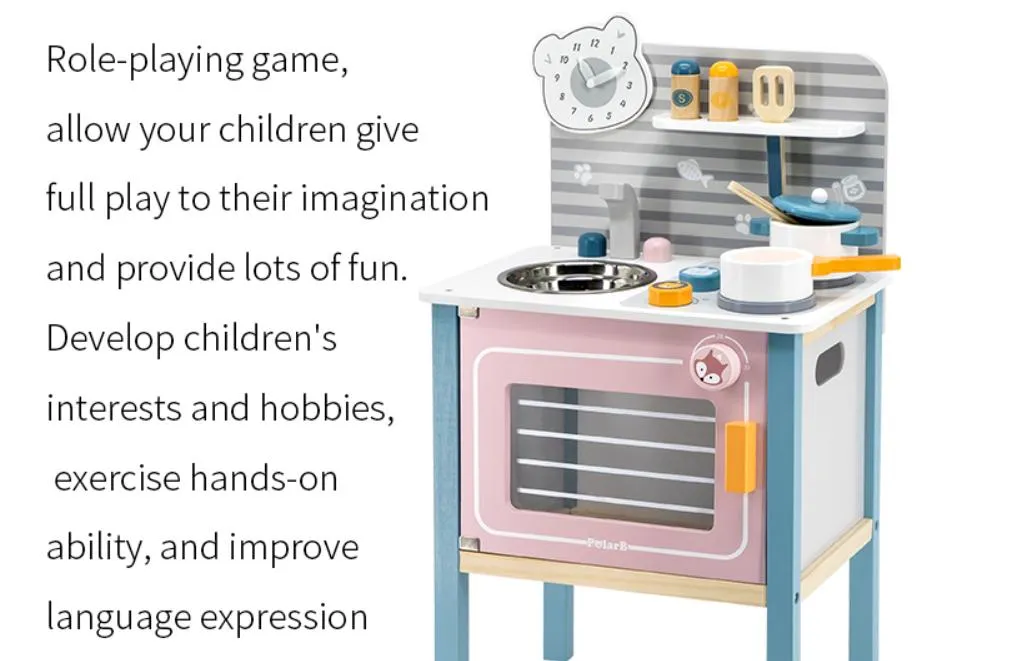 Toy  Kitchen  Toys  Sets  Wooden  Kids Educational  Toy  Girls Cooking Pretend Paly for Kids Toy
