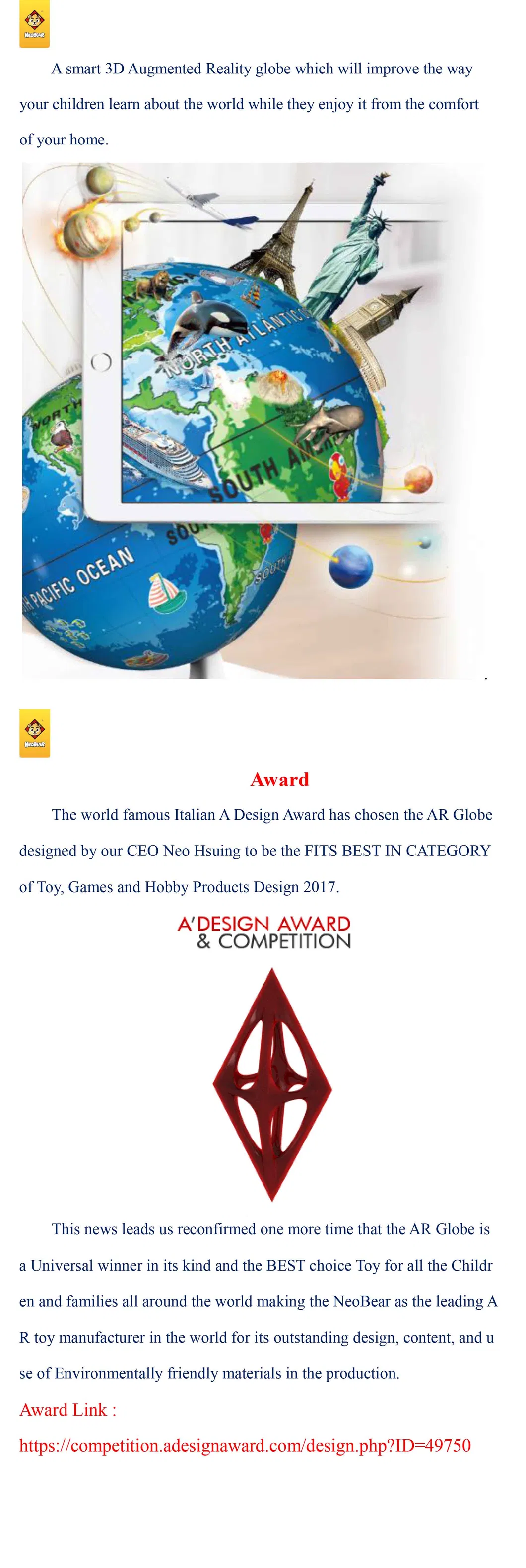 Virtual Ar Globe Children′s Toys Education Learning Machine