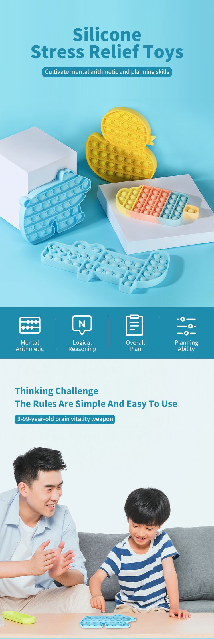 Wholesale Silicone Popit Stress Relief Desktop Kids Toy Baby Practice Board Baby Educational Early Figit Push Pop Bubble Simple Dimple Fidget Sensory Mouse Lost