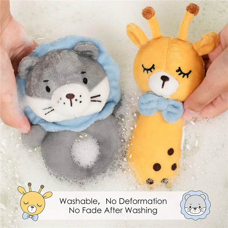 Wholesale Soft Baby Rattle for Newborns, Plush Stuffed Colourful Mouse Rattle Toy for Children Gifts