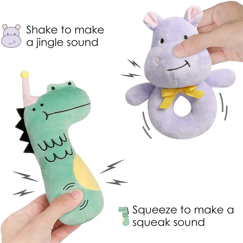 Wholesale Soft Baby Rattle for Newborns, Plush Stuffed Colourful Mouse Rattle Toy for Children Gifts