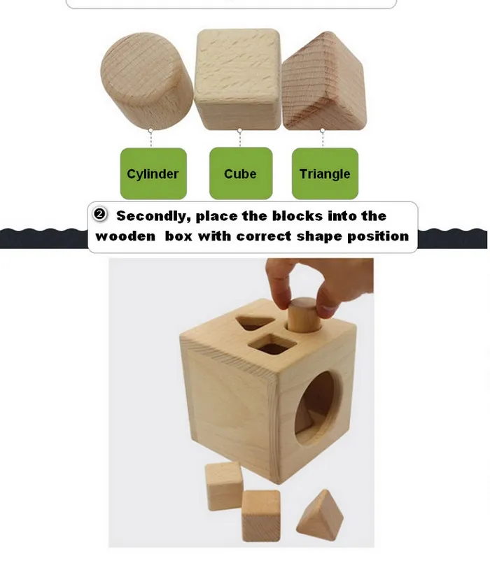 Wooden Activity Box with Geometric Shape Stacking Blocks Set Toy for Kids Educational Shape Sorter for Preschool Baby Boys Girls Toddlers Child Safe Beech Wood