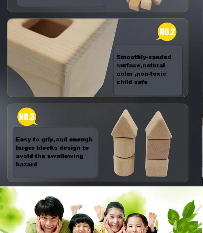 Wooden Activity Box with Geometric Shape Stacking Blocks Set Toy for Kids Educational Shape Sorter for Preschool Baby Boys Girls Toddlers Child Safe Beech Wood