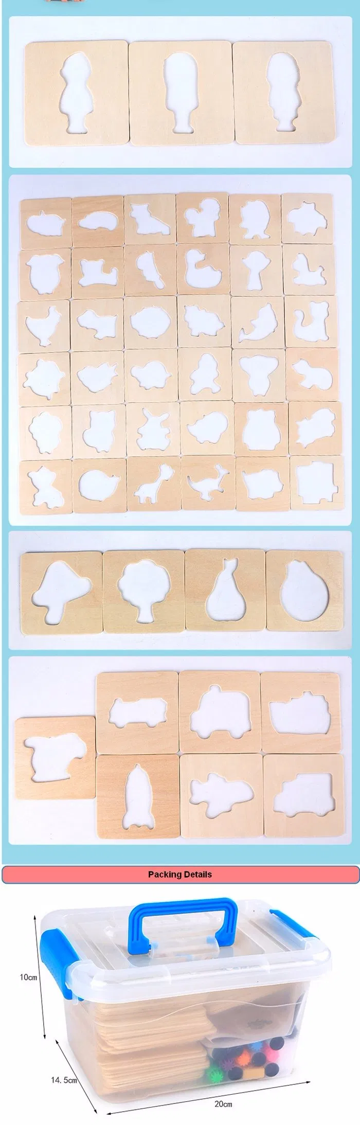 Wooden Baby Drawing Cartoon Template Children Learning Educational Puzzle Toys for Kids