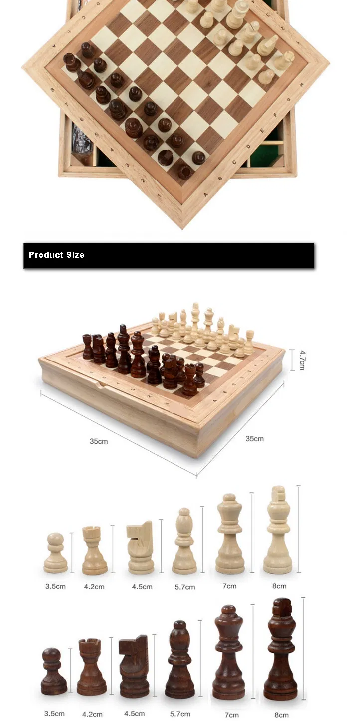 Wooden Chess Toy for Kids 2 Year up Educational Board Game Wooden Toy for Baby Boys Girls with Storage Box Folding Board