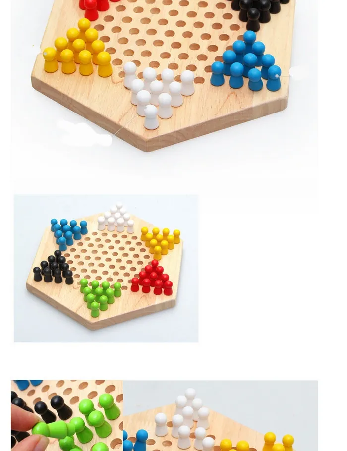 Wooden Chinese Checkers for Kids 2 Year up Educational Board Game Classic Strategy Game for Baby Boys Girls with Wooden Colored Marbles and Storage Board