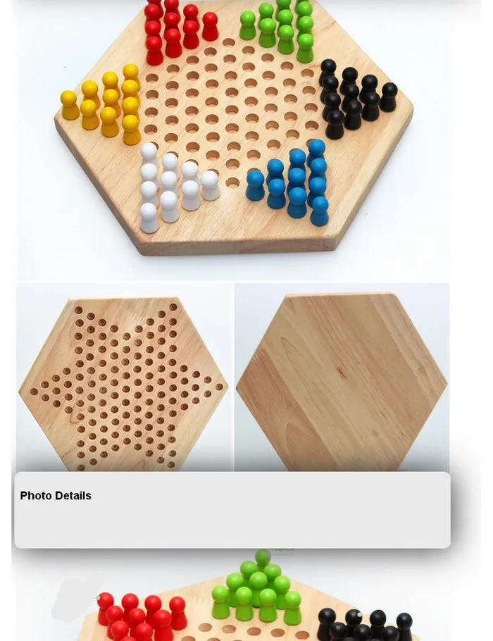 Wooden Chinese Checkers for Kids 2 Year up Educational Board Game Classic Strategy Game for Baby Boys Girls with Wooden Colored Marbles and Storage Board