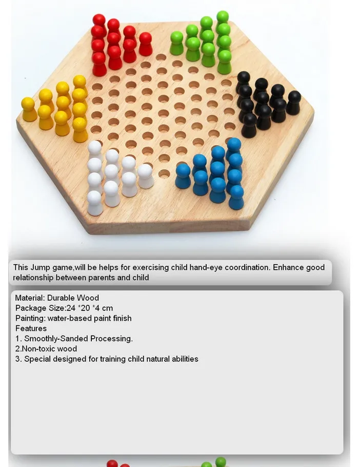 Wooden Chinese Checkers for Kids 2 Year up Educational Board Game Classic Strategy Game for Baby Boys Girls with Wooden Colored Marbles and Storage Board