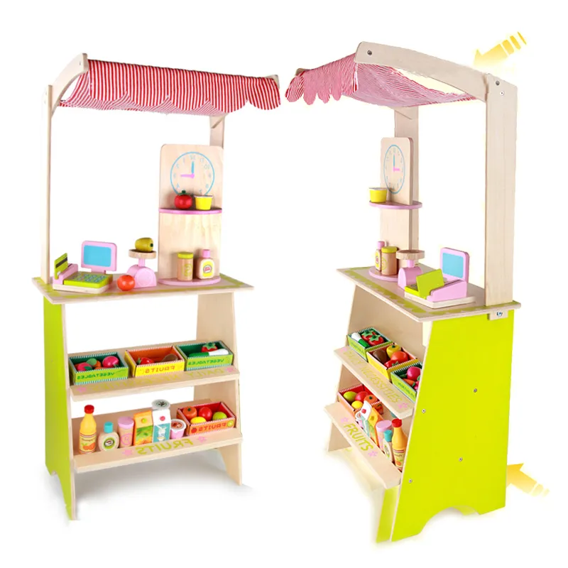 Wooden Market Stall Set Toy for Kids Educational Learning Toy 16 Pack Children Toy Safe Baby Boys with Storage Box